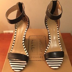 Nicole Miller black leather wedges 7.5